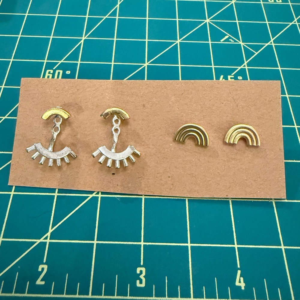 BUNDLE OF 2️⃣ - Madewell Mixed Metal Jacket Earrings and Rainbow Stud Earrings
